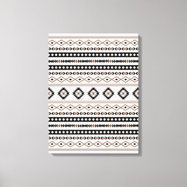 Aztec Brown Black Cream Mixed Motifs Mönster Canva Canvastryck (Framsida)