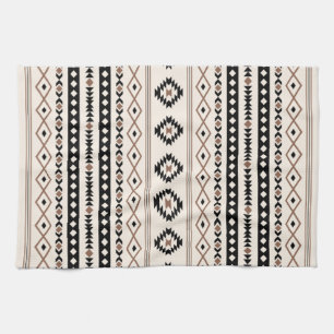 Aztec Brown Black Cream Mixed Motifs V Mönster Kökshandduk