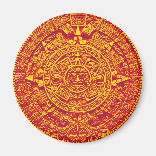 Aztec Calendar - guld Magnet (Framsidan)