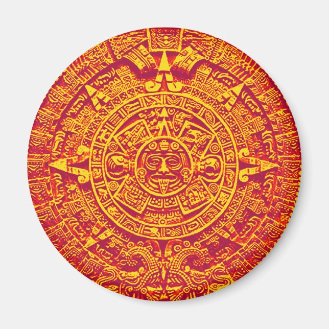 Aztec Calendar - guld Magnet (Framsidan)