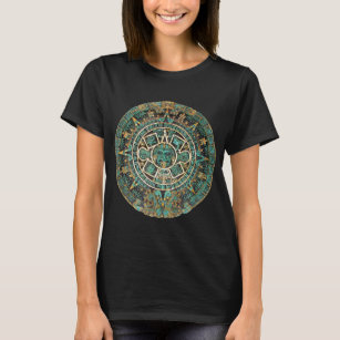 Aztec Calendar Maya Sol Stone Carving Mexican Art T Shirt