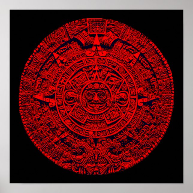 Aztec Calendar (röd) Poster (Framsidan)