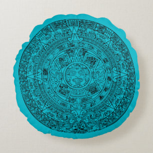 Aztec Calendar Rund Kudde