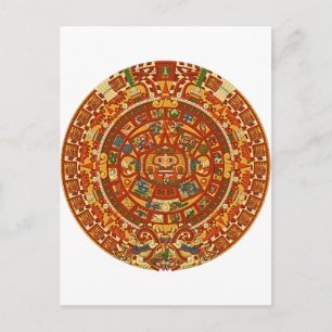 Aztec Calendar Stone eller Sol Stone of Mexico. Vykort
