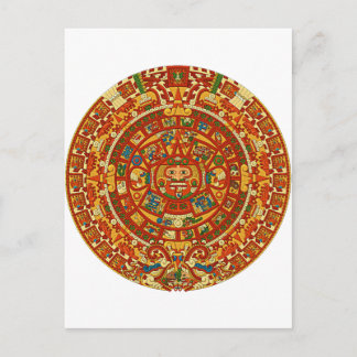 Aztec Calendar Stone eller Sol Stone of Mexico. Vykort