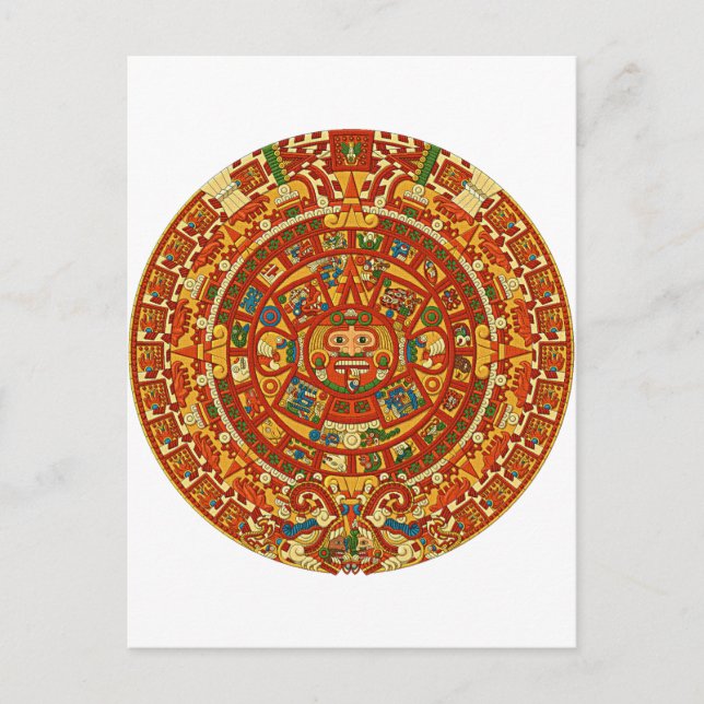 Aztec Calendar Stone eller Sol Stone of Mexico. Vykort (Framsida)