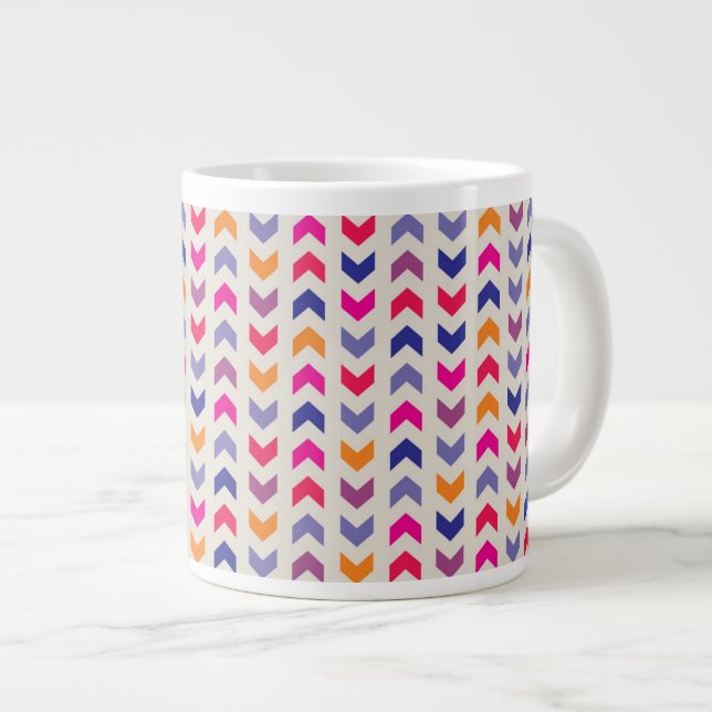 Aztec Chevron färgad mönster Jumbo Mugg (Framsida höger)