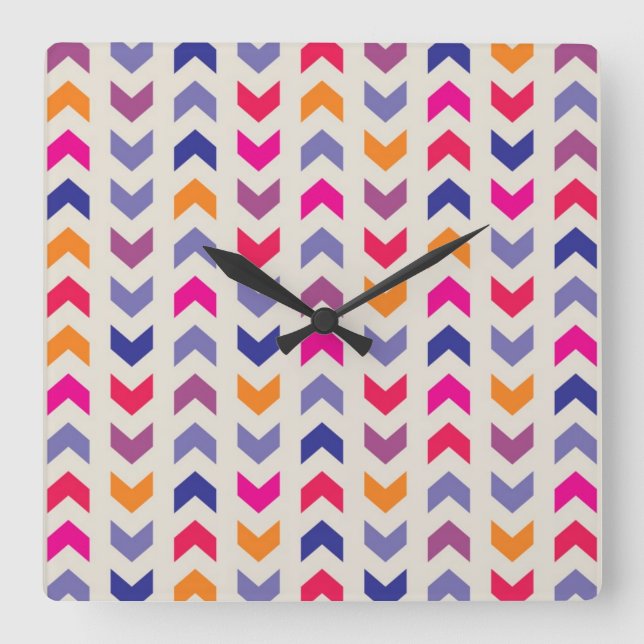 Aztec Chevron färglös mönster Fyrkantig Klocka (Framsida)