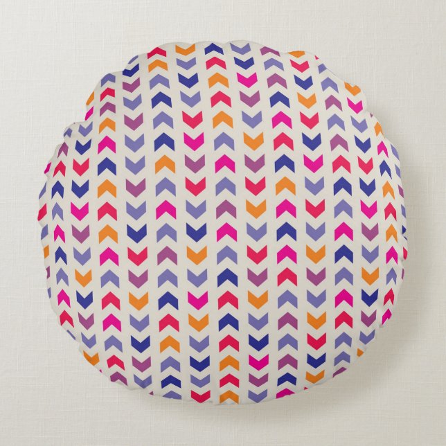 Aztec Chevron färglös mönster Rund Kudde (Framsidan)