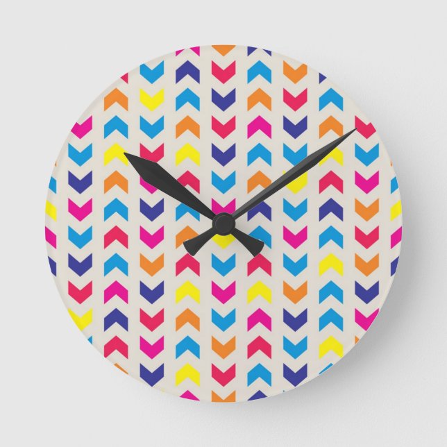Aztec Chevron färgstark Rund Klocka (Framsida)