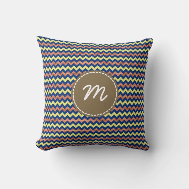 Aztec Chevron Mönster Anpassningsbar Monogram Kudde (Framsida)
