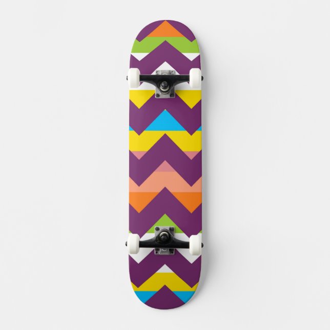Aztec Chevron Zigzag Rand Mönster 10 Mini Skateboard Bräda 18,7 Cm (Framsida)