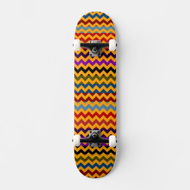 Aztec Chevron Zigzag Rand Mönster 5 Skateboard Bräda 20 Cm (Framsida)