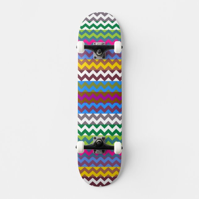 Aztec Chevron Zigzag Rand Mönster 7 Mini Skateboard Bräda 18,7 Cm (Framsida)