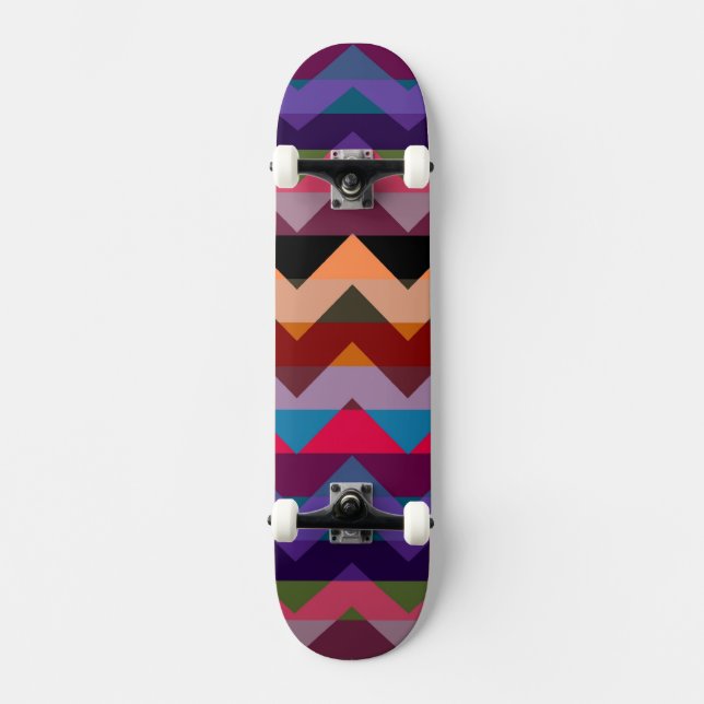 Aztec Chevron Zigzag Rand Mönster Old School Skateboard Bräda 18 Cm (Framsida)