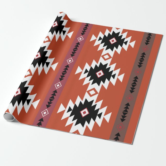 Aztec Colorful Geometric Mönster Presentpapper (Utrullad)