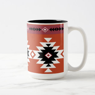 Aztec Colorful Geometric Mönster Två-Tonad Mugg