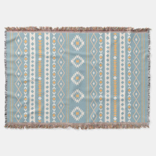 Aztec Cream Orange Blue Mixed Motif V Mönster Filt