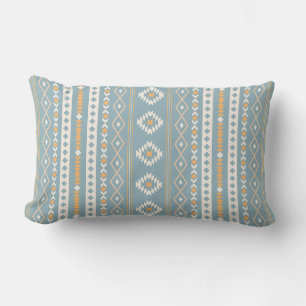 Aztec Cream Orange Blue Mixed Motif V Mönster Lumbarkudde