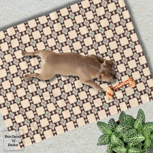 Aztec Cross Pattern Boho Southwest Design Pet  Fleecefilt (Aztec Cross Pattern Boho Southwest Design Pet Fleece Blanket)