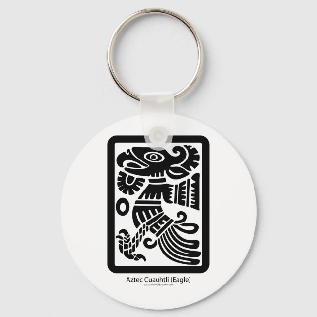 Aztec Cuauhtli - Eagle (Black) Keychain Nyckelring (Framsida)