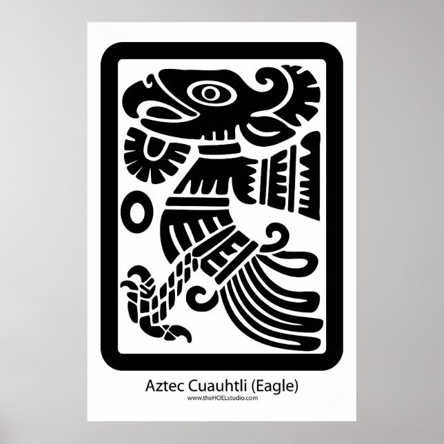Aztec Cuauhtli - Eagle-utskrift (svart) Poster (Framsidan)