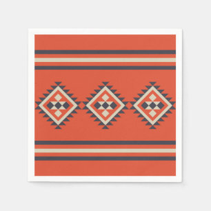 Aztec-design i orange, beige och blå färger  pappersservett