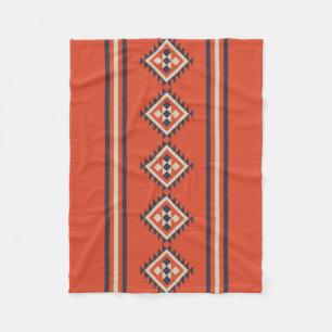 Aztec-design i orange, beige och blue färg fleecefilt