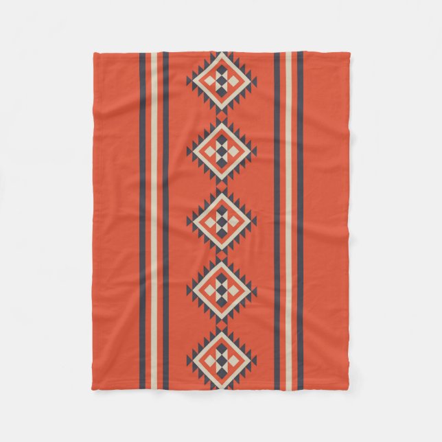 Aztec-design i orange, beige och blue färg fleecefilt (Framsidan)