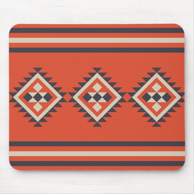 Aztec-design i orange, beige och blue färg musmatta (Framsidan)