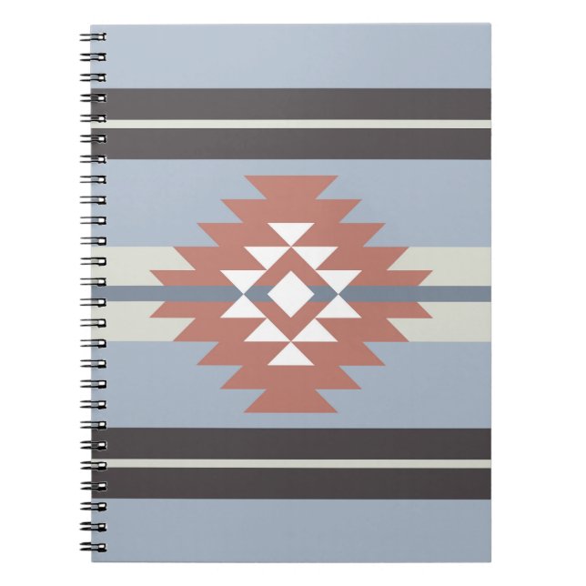 Aztec-design i rosa och blått färg anteckningsbok (Framsidan)