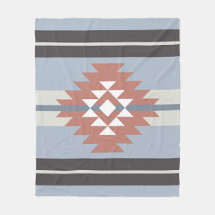 Aztec-design i rosa och blått färg fleecefilt