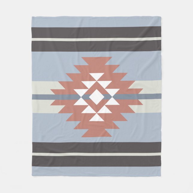 Aztec-design i rosa och blått färg fleecefilt (Framsidan)