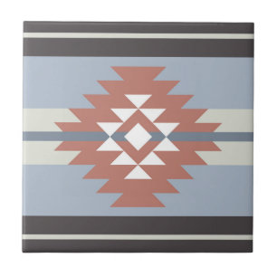 Aztec-design i rosa och blått färg kakelplatta
