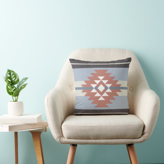 Aztec-design i rosa och blått färg kudde (Stol)