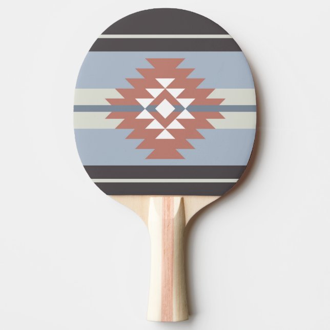 Aztec-design i rosa och blått färg pingisracket (Framsidan)