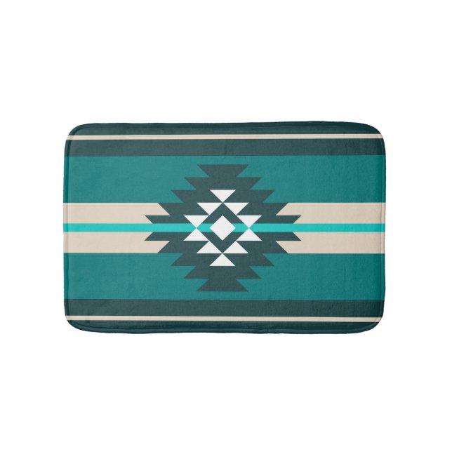 Aztec-design i turkos färg badrumsmatta (Framsidan)
