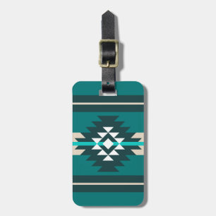 Aztec-design i turkos färg bagagebricka