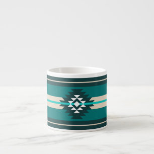 Aztec-design i turkos färg espressomugg