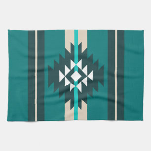 Aztec-design i turkos färg kökshandduk