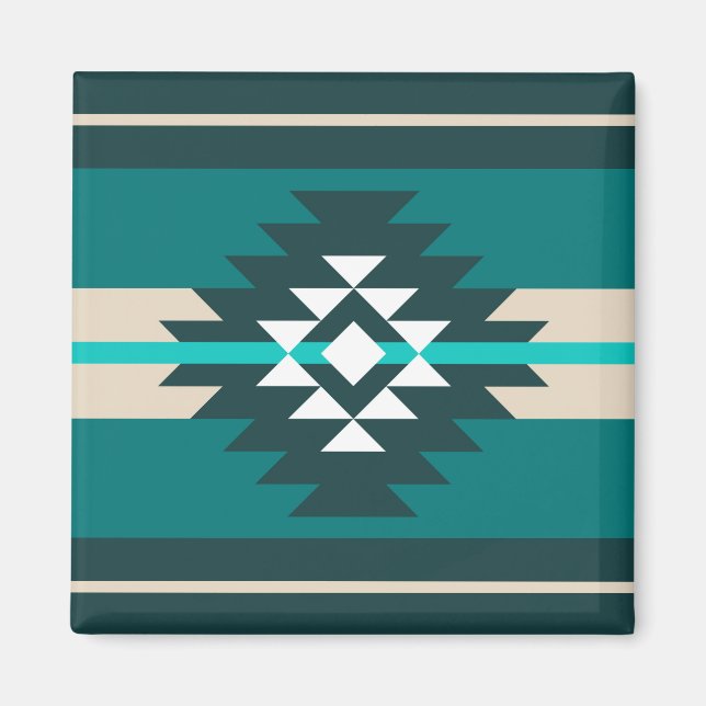 Aztec-design i turkos färg magnet (Framsidan)