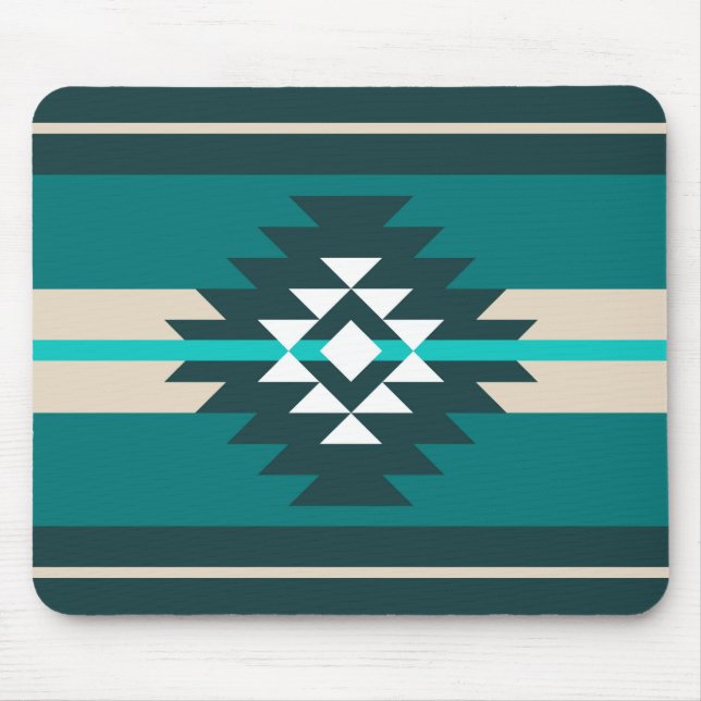 Aztec-design i turkos färg musmatta (Framsidan)