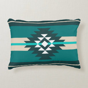 Aztec-design i turkos färg prydnadskudde