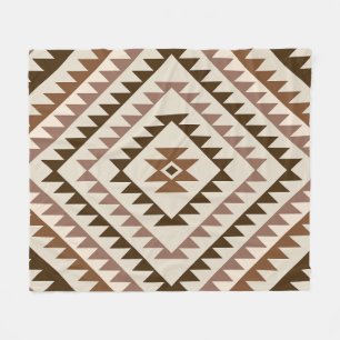 Aztec diamantmotiv design Brun+Crème Fleecefilt