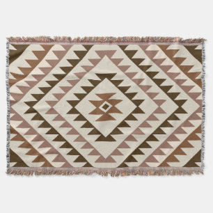 Aztec diamantmotiv design Brun+Kräm Filt
