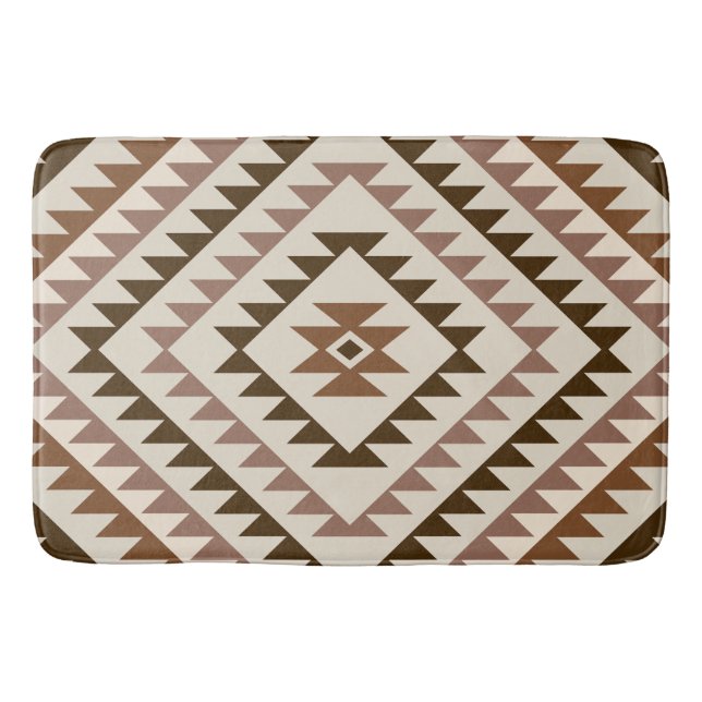 Aztec Diamond Motif Design Browns+Cream Badrumsmatta (Framsidan)