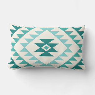 Aztec Diamond Motif Design Teals & Cream Lumbarkudde