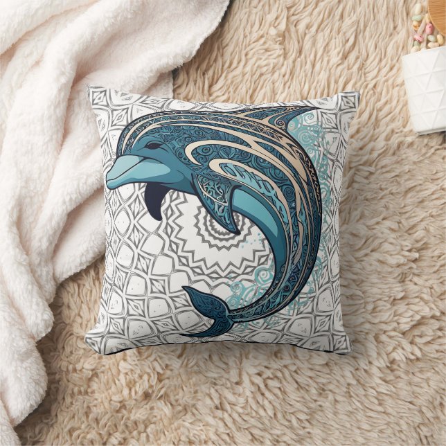 Aztec Dolphin Big Print Kudde (Filt)