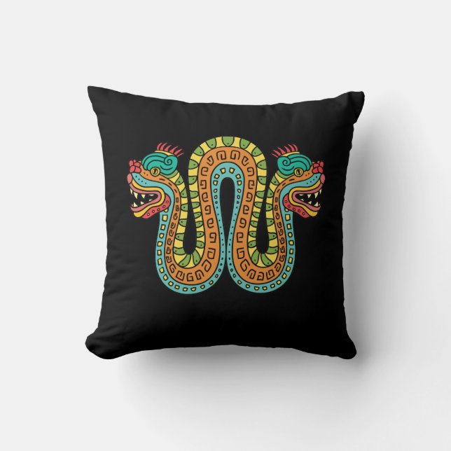 Aztec Dubbla Heawn Serpent Snake Mexico Art Kudde (Framsida)