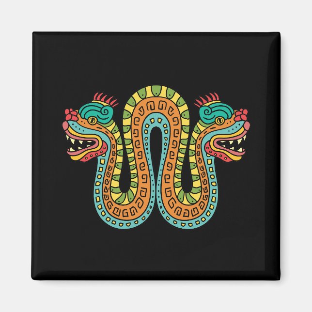 Aztec Dubbla Heawn Serpent Snake Mexico Art Magnet (Framsidan)